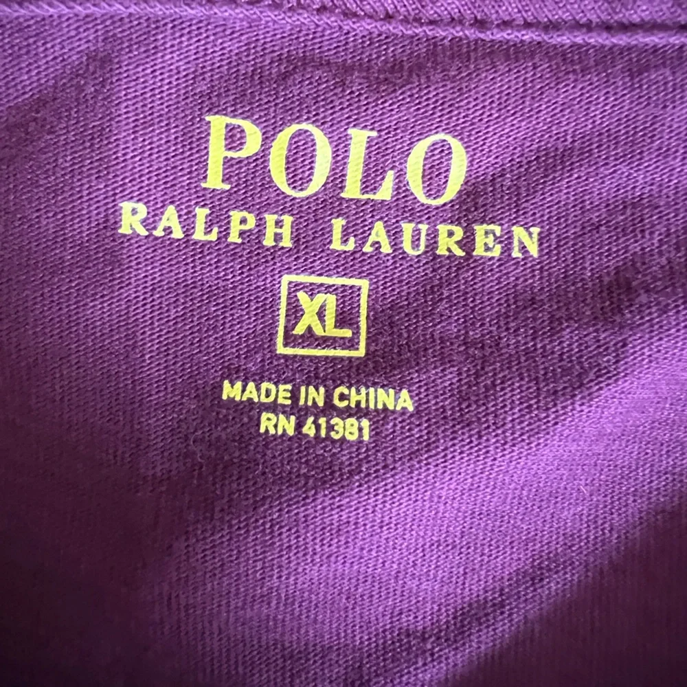 Polo Ralph Lauren basic v neck purple 100% Cotton tee shirt Sz XL - Picture 5 of 7
